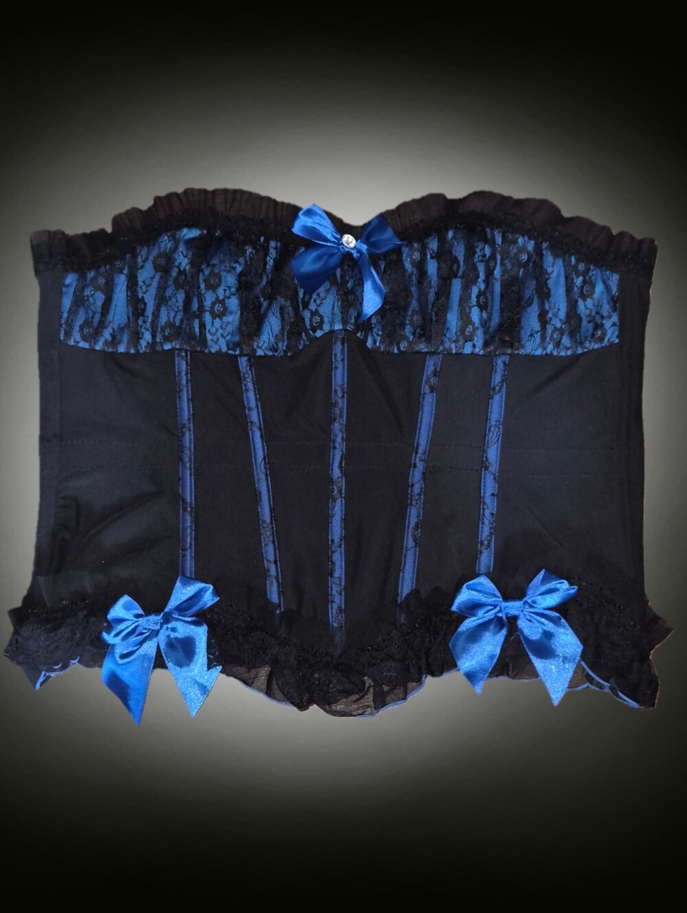 Black & Blue Bustier Corset Top Coquette Diva